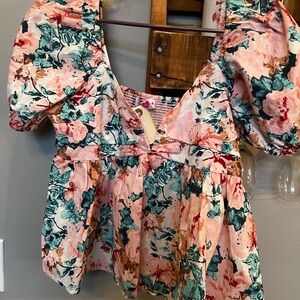 Buddy Love Pink and Green Floral Blouse